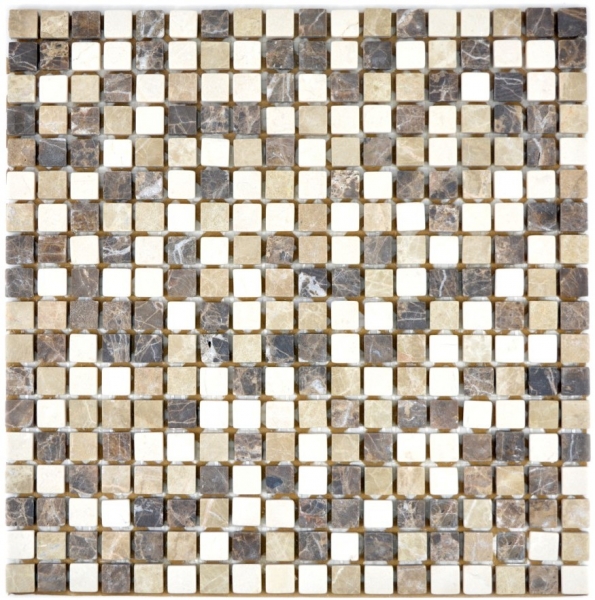 Motif main Carreau de mosaïque Marbre Pierre naturelle beige brun Castanao Biancone MOS38-1213_m