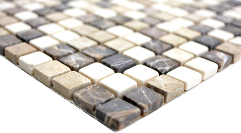 Motif main Carreau de mosaïque Marbre Pierre naturelle beige brun Castanao Biancone MOS38-1213_m
