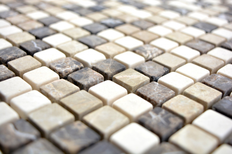 Motif main Carreau de mosaïque Marbre Pierre naturelle beige brun Castanao Biancone MOS38-1213_m