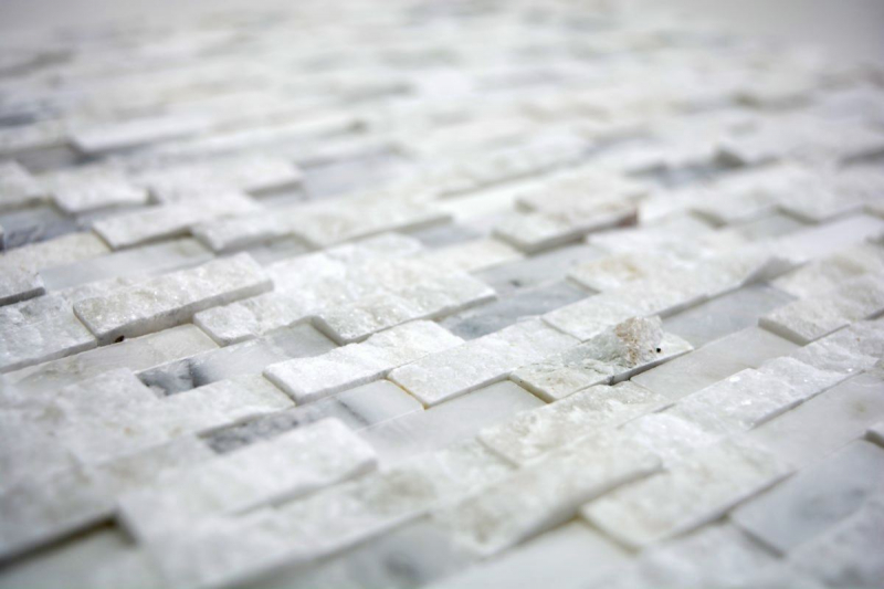 Mosaïque Marbre Pierre naturelle Brick Splitface blanc 3D petit MOS40-3D11_f