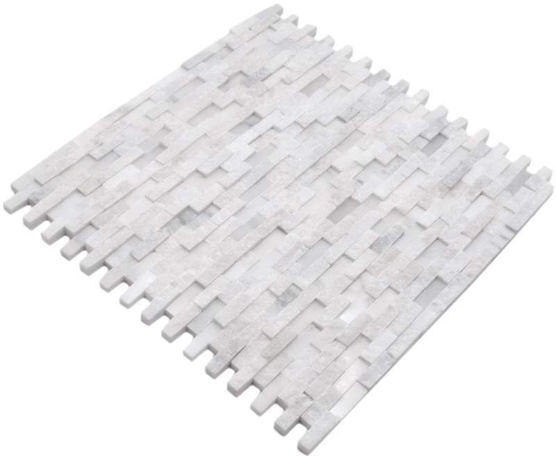 Marbre Mosaïque Carreau de pierre naturelle Brick assemblage mural blanc aspect 3D Carreau mural WC - MOS40-3D11