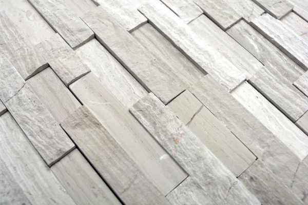 Mosaïque Marbre Pierre naturelle Brick Splitface gris rayures MOS40-3D20_f