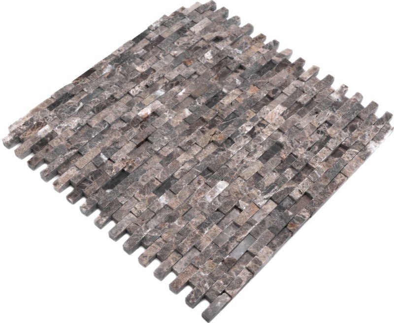 Splitface Marbre Mosaïque Mur de pierre Pierre naturelle brun foncé Brick Pansement mural 3D optique cuisine salle de bain - MOS40-3D76