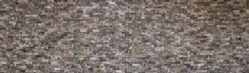 Splitface Marbre Mosaïque Mur de pierre Pierre naturelle brun foncé Brick Pansement mural 3D optique cuisine salle de bain - MOS40-3D76
