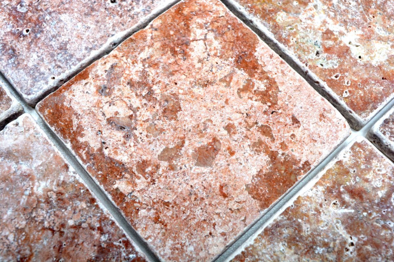 Carreau travertin pierre naturelle rose Carreau pierre naturelle Rosso aspect antique Carreau de sol Carreau de mur Carreau de cuisine - MOSF-45-46130