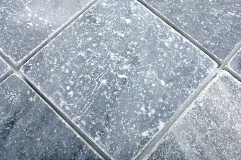 Carreau de marbre Pierre naturelle Bardiglio gris clair anthracite Carreau de pierre naturelle aspect antique Carreau de douche Carreau mural - MOSF-45-40010