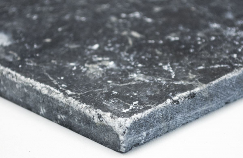 Carreau de marbre Pierre naturelle Nero noir anthracite gris foncé Carreau de pierre naturelle aspect antique Carreau de sol Carreau de mur - MOSF-45-46086