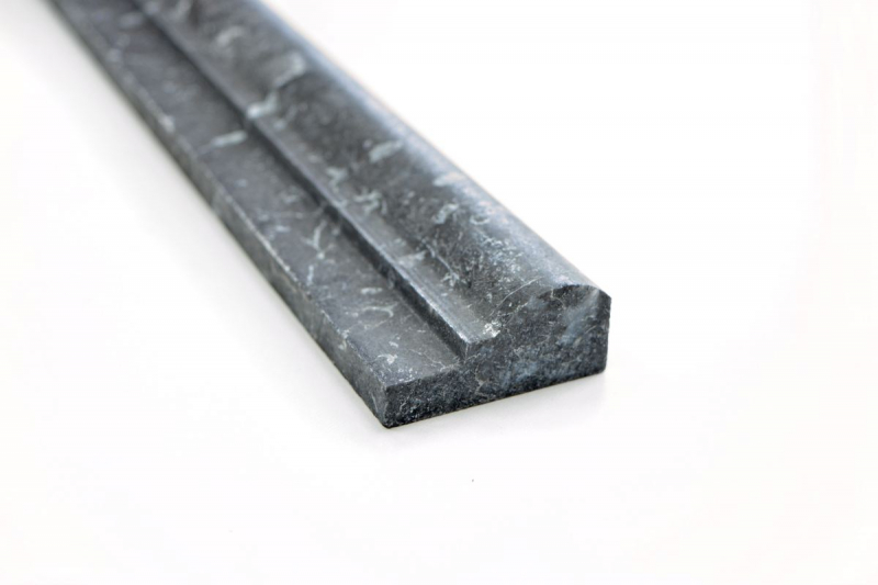 Borde Bordures Marbre Pierre naturelle Nero noir anthracite gris foncé profilé aspect antique mur salle de bain sol cuisine sauna - MOSProf-43348