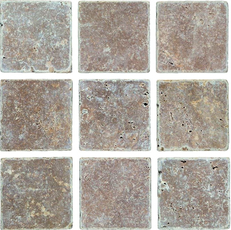 Carreau Travertin Pierre naturelle Noce noyer brun Carreau en pierre naturelle aspect antique Carreau de douche Paroi de douche Carreau de cuisine - MOSF-45-46116