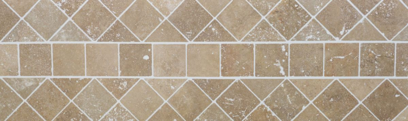 Carreau Travertin Pierre naturelle Noce noyer brun Carreau en pierre naturelle aspect antique Carreau de douche Paroi de douche Carreau de cuisine - MOSF-45-46116
