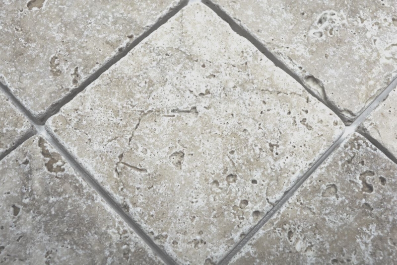 Carreau Travertin Pierre naturelle Chiaro beige crème Carreau en pierre naturelle aspect antique Bac à douche Paroi de douche Carreau de cuisine - MOSF-45-46079