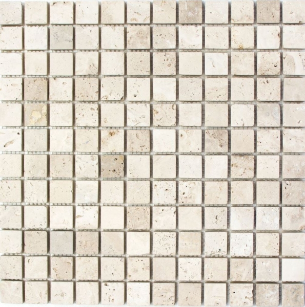 Travertin Carreaux de mosaïque terrasse mur sol pierre naturelle beige clair crème revêtement mural dosseret de cuisine bac à douche - MOS43-46023