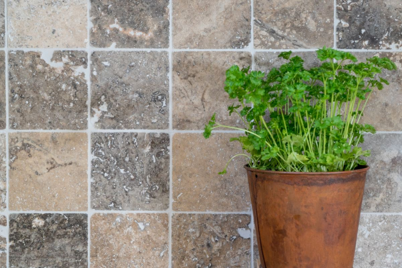 Carreau Travertin Pierre naturelle Silver argent blanc gris clair Carreau pierre naturelle argent aspect antique Carreau de douche Carreau mural cuisine - MOSF-45-47010
