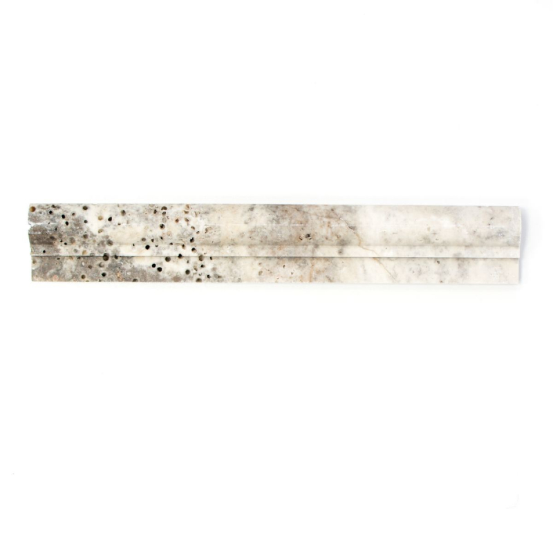 Borde Bordures Travertin Pierre naturelle Silver argent blanc gris clair profilé pierre naturelle argent aspect antique mur sol cuisine sauna - MOSProf-47348