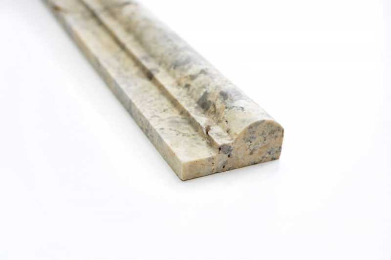 Borde Bordures Travertin Pierre naturelle Silver argent blanc gris clair profilé pierre naturelle argent aspect antique mur sol cuisine sauna - MOSProf-47348