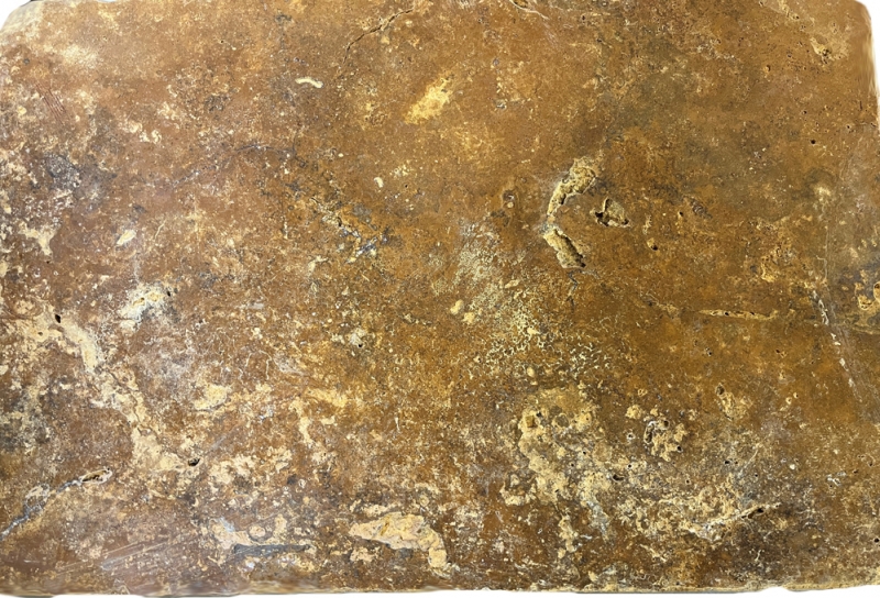Carreau travertin pierre naturelle jaune or Carreau pierre naturelle brun doré aspect antique Carreau de sol Carreau de mur Carreau de cuisine - MOSF-45-51061