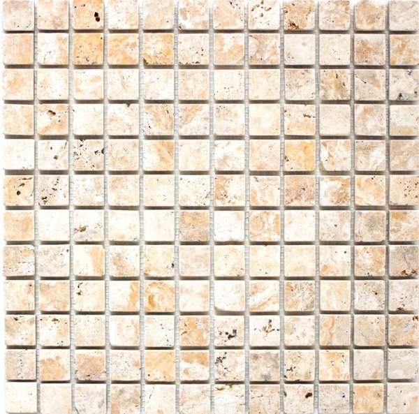 Travertin Carreaux mosaïque terrasse mur sol pierre naturelle jaune or brun doré carrelage mural cuisine salle de bain - MOS43-51023