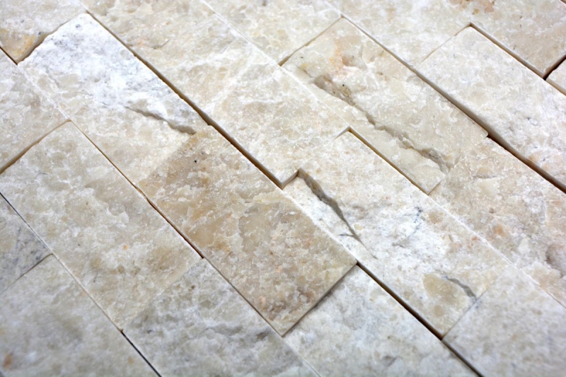 Mosaïque Marbre Pierre naturelle Ivoire Brick Splitface Botticino Marble 3D MOS45-1202_f