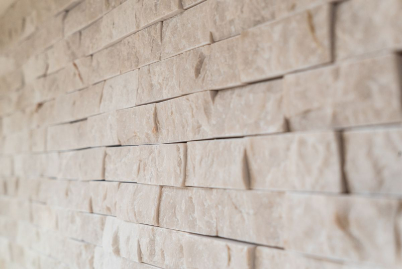Motif manuel Mosaïque mur en pierre Marbre pierre naturelle ivoire Brick Splitface Botticino Marble 3D MOS45-1202_m