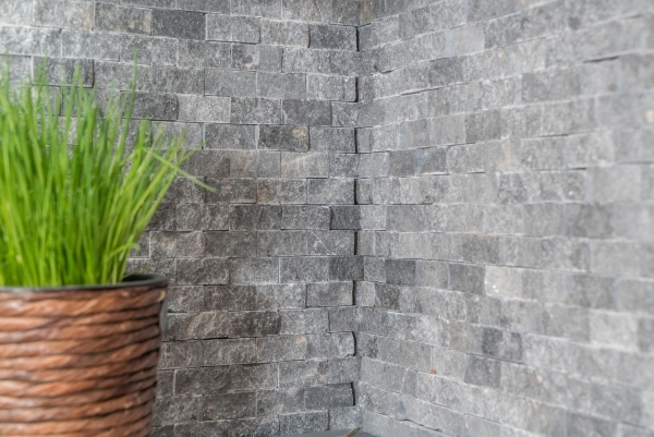 Mosaïque mur de pierre Marbre pierre naturelle anthracite gris Brick Splitface grey Marble 3D MOS40-48196_f
