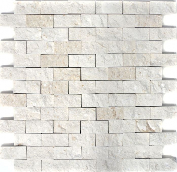 Échantillon manuel de mosaïque mur en pierre calcaire pierre naturelle blanche Brick Splitface Colonial Limestone 3D MOS29-49248_m
