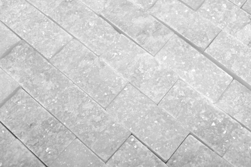 Motif main Carreau de mosaïque Marbre Pierre naturelle blanche Brick Splitface Ibiza Sugar Marble 3D MOS45-0204_m
