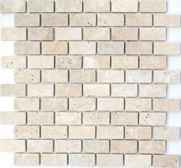 Mosaïque de travertin pierre naturelle beige Brick Chiaro Antique Travertin MOS43-46234_f