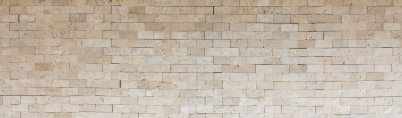 Travertin Mur de pierres Pierres naturelles beige Brick Splitface 3D aspect carrelage Carrelage cuisine mur - MOS43-46248