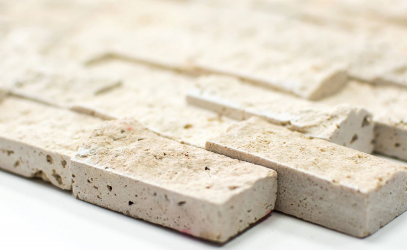 Travertin Mur de pierres Pierres naturelles beige Brick Splitface 3D aspect carrelage Carrelage cuisine mur - MOS43-46248