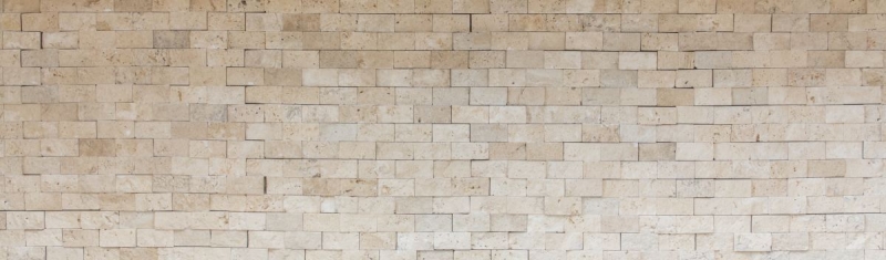 Travertin Mur de pierres Pierres naturelles beige Brick Splitface 3D aspect carrelage Carrelage cuisine mur - MOS43-46248
