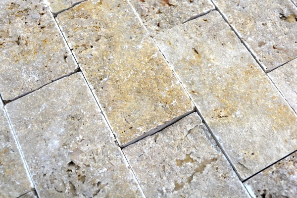 Mosaïque mur en pierre Travertin pierre naturelle noix Brick Splitface 3D optique mur carrelage mur cuisine - MOS43-1210