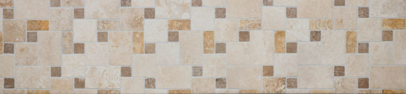 Travertin Carreaux de mosaïque Terrasse Mur Sol Pierre naturelle beige brun doré Carreau de sol romain - MOS43-1204