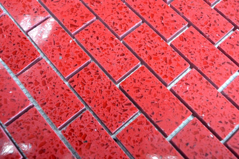 Carreaux de mosaïque Quartz Composite Pierre artificielle Brick Artificial rouge MOS46-ASMB4
