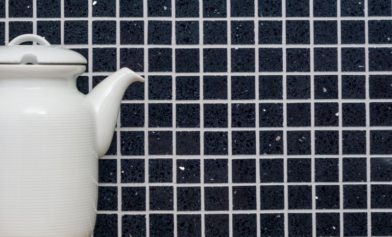 Carreaux de mosaïque Quartz Composite Pierre artificielle Artificial noir MOS46-ASM22