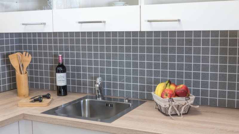 Carreaux de mosaïque Quartz Composite Pierre artificielle grise Artificial MOS46-ASM43