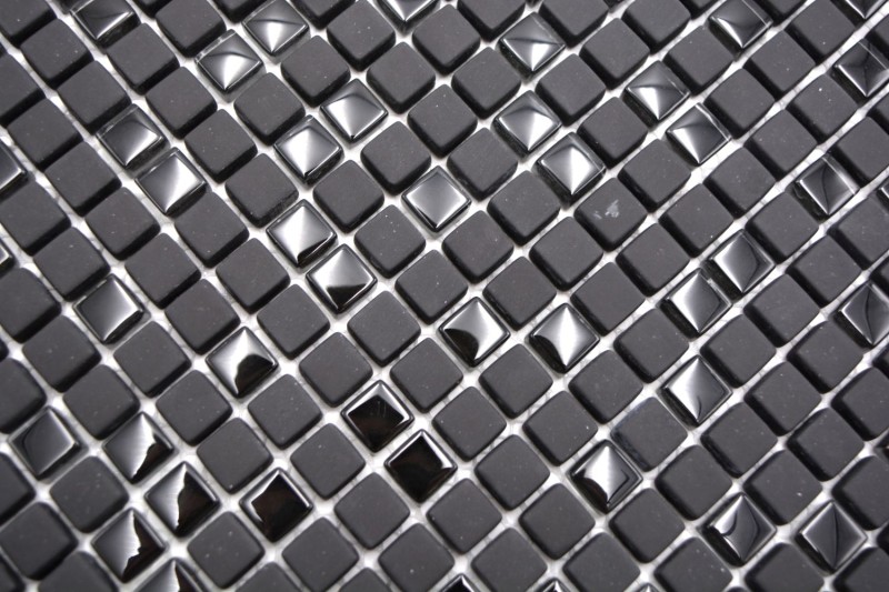 Mosaïque de verre Revêtement mural durable Recyclé Enamel anthracite noir mat MOS140-01B