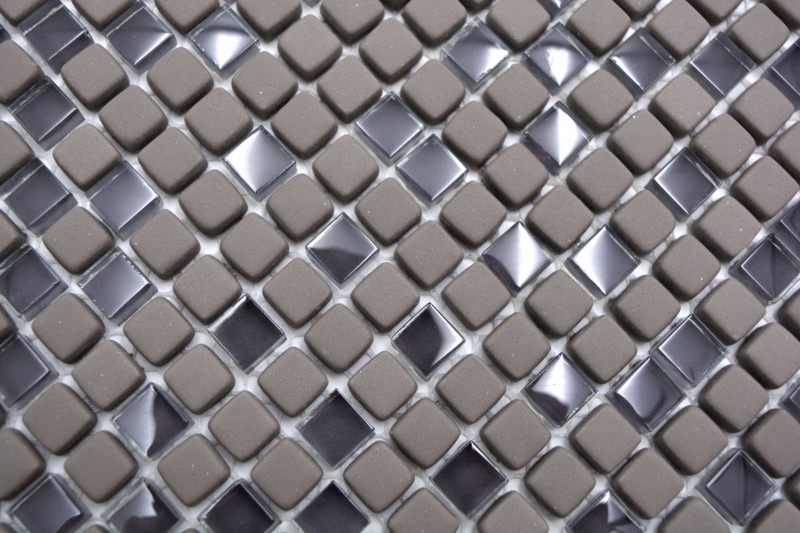 Mosaïque de verre Revêtement mural durable Carreau recyclé Enamel gris-brun mat MOS140-05G