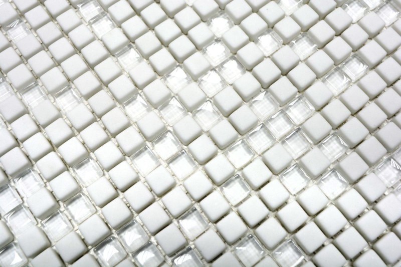 Mosaïque de verre Revêtement mural durable Carreau recyclé Enamel blanc mat MOS140-07W