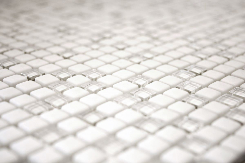 Échantillon manuel de mosaïque ECO Recycling GLAS Enamel blanc mat verre MOS140-07W_m