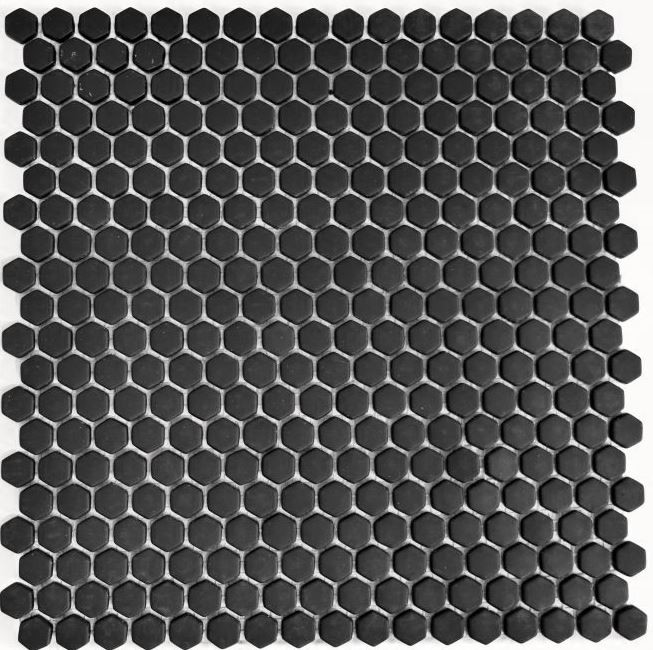 Échantillon manuel de mosaïque ECO Recycling GLAS Hexagon Enamel noir mat MOS140-HX11B_m