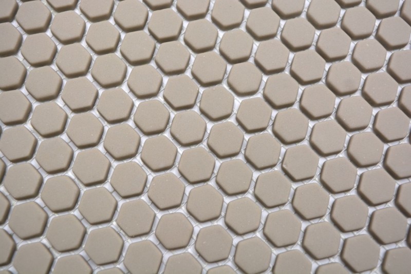 Mosaïque de verre Revêtement mural durable Carrelage recyclé Hexagon Enamel beige cream mat MOS140-HX13C