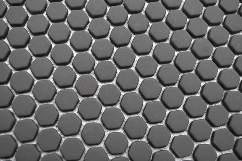 Mosaïque de verre Revêtement mural durable Recyclage Hexagon Enamel gris-brun mat MOS140-HX15G