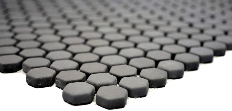 Échantillon manuel de mosaïque ECO Recycling GLAS Hexagon Enamel gris-brun mat MOS140-HX15G_m