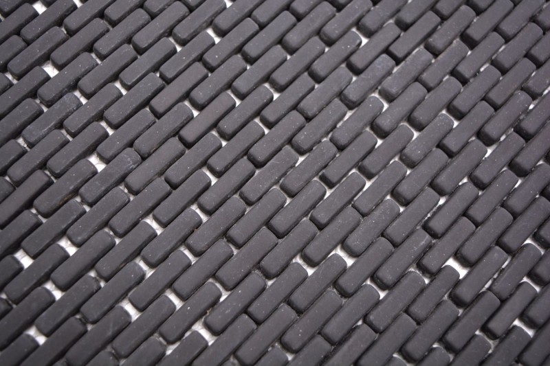 Mosaïque de verre Revêtement mural durable Carrelage recyclé Brick Enamel noir mat MOS140-B21B