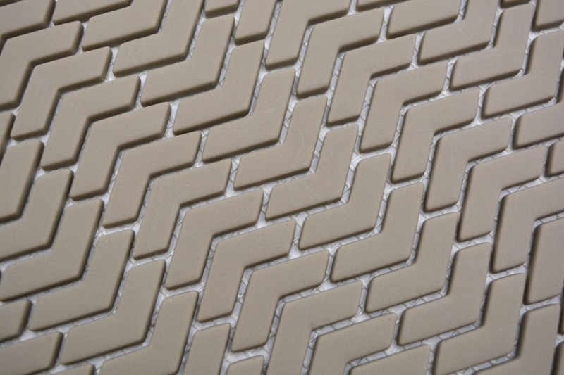 Mosaïque de verre Revêtement mural durable Recyclé Chevron Enamel beige cream mat MOS140-HB33C