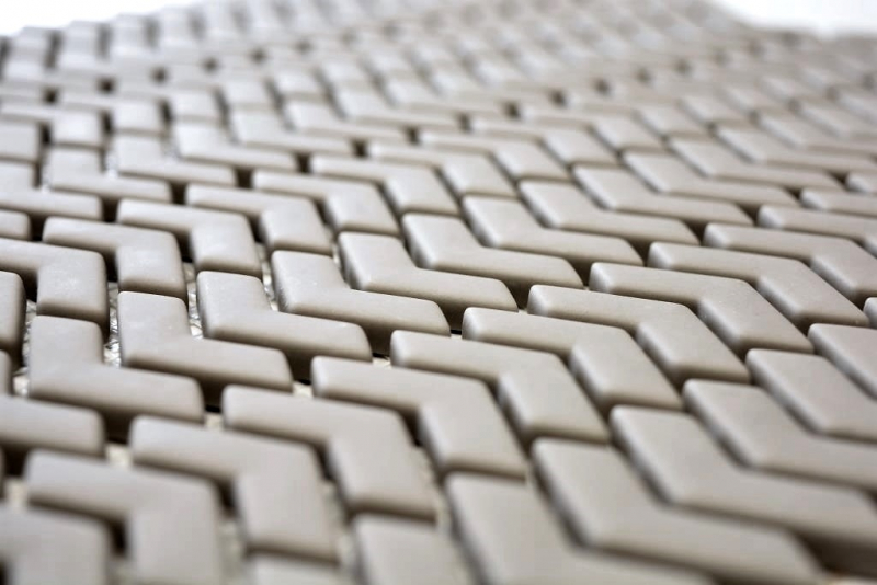 Échantillon manuel de mosaïque ECO Recyclé VERRE à chevron Enamel cream mat MOS140-HB33C_m