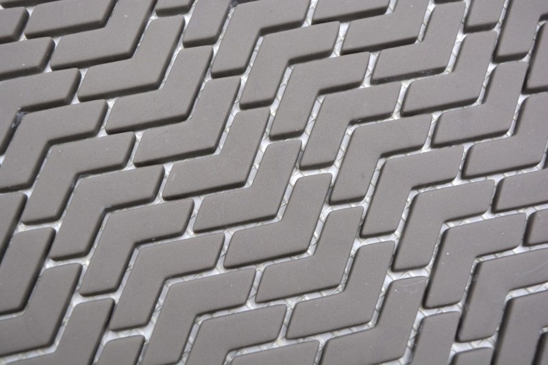 Mosaïque de verre Revêtement mural durable Recyclé Chevron Enamel gris-brun mat MOS140-HB35G