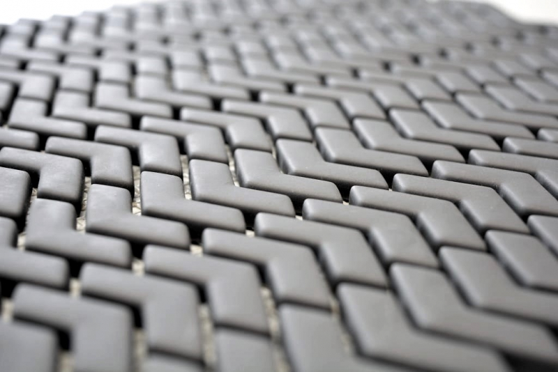Échantillon manuel Carreau en mosaïque ECO Recyclé VERRE à chevrons Énamel gris brun mat MOS140-HB35G_m