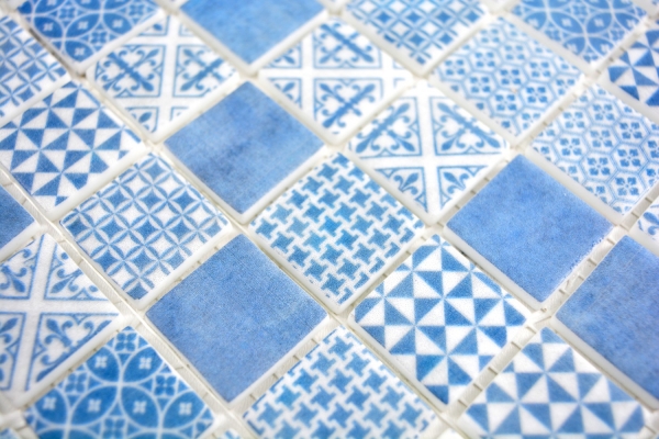 Mosaïque rétro vintage ECO GLAS bleu patchwork MOS145-P-40_f | 10 tapis de mosaïque