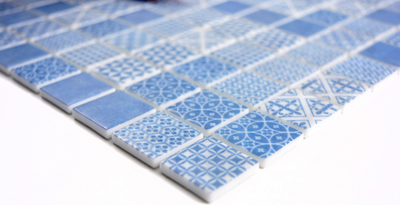 Mosaïque rétro vintage ECO GLAS bleu patchwork MOS145-P-40_f | 10 tapis de mosaïque
